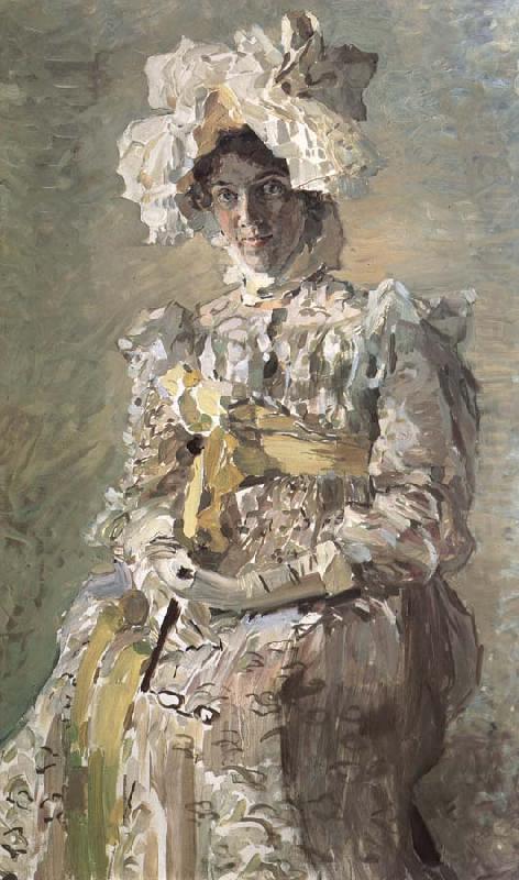 Mikhail Vrubel Portrait of Nadezhda zabela-Vrubel.the Artist's wife,wearing an empire-styles summer dress made to his design china oil painting image